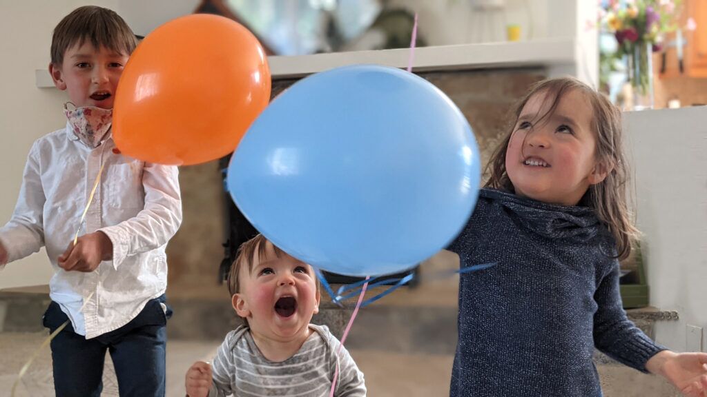 OUR 3 KIDS WITH BALLOONS